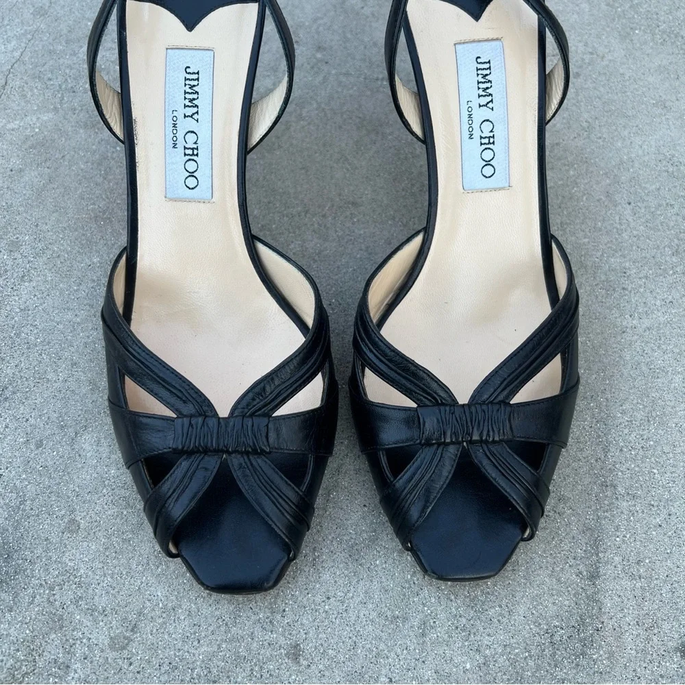 Jimmy Choo Black Slingback Open Toe Heels Size  40 - Picture 13 of 13